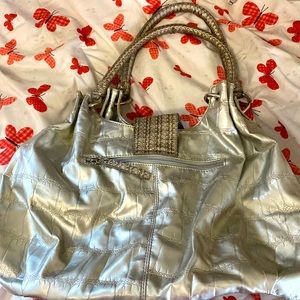 Y2K SHINY STYLISH Large Silver Faux Leather Shoulder Bag ($10 ONLY)